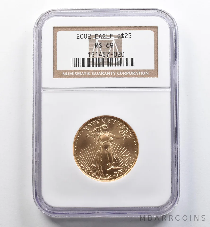 2002 $25 American Gold Eagle 1/2 Oz Gold MS69 NGC *9071