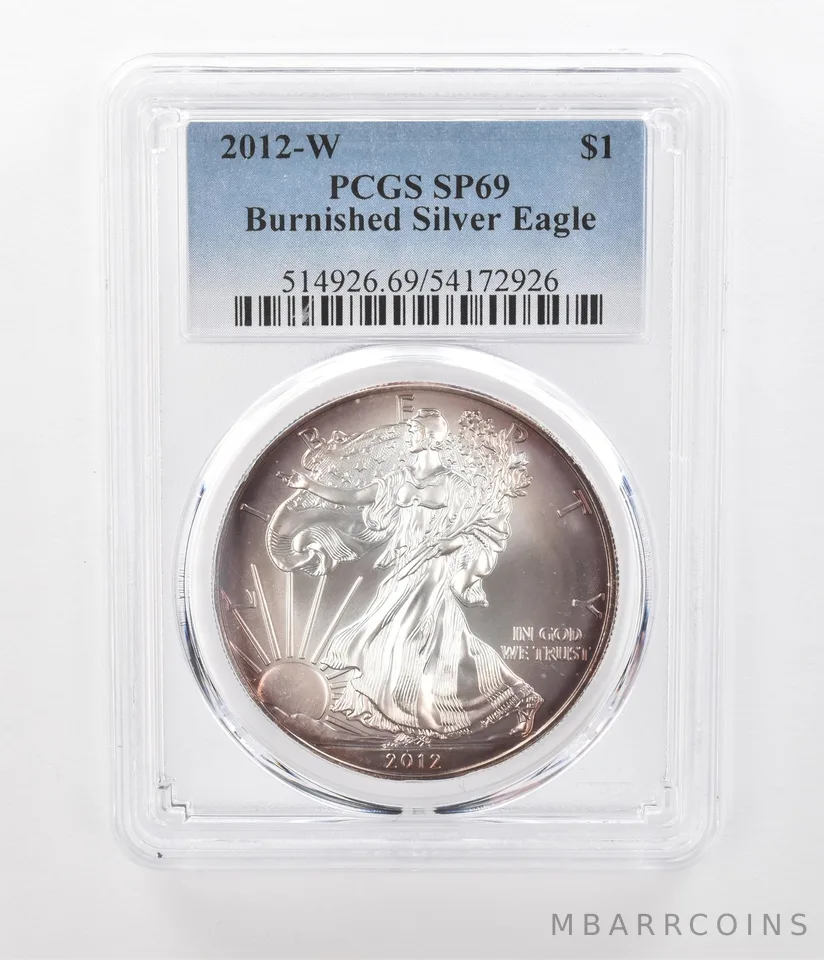 2012-W Burnished Silver Eagle SP69 PCGS Beautiful Tone a1271