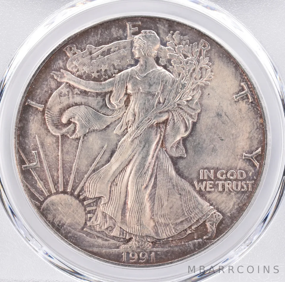 1991 American Silver Eagle MS67 PCGS Beautiful Tone *1318