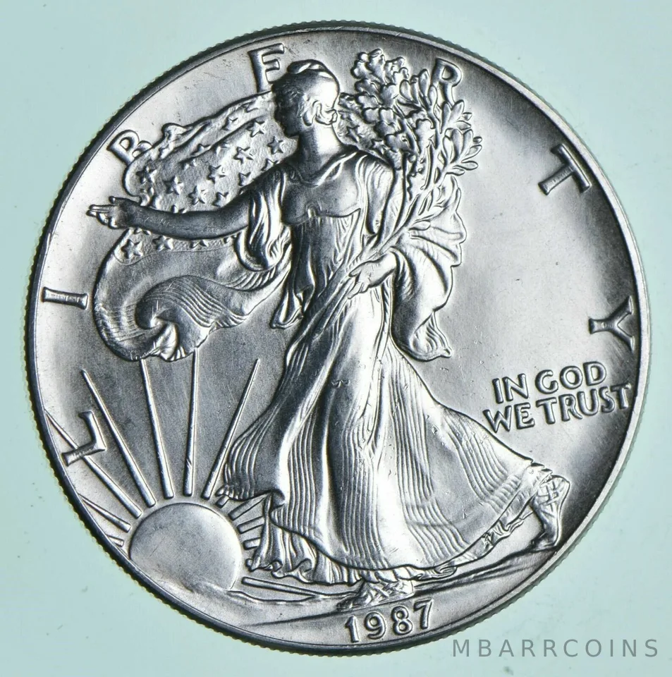 1987 Unc American Silver Eagle 1 Troy Oz .999 Fine Silver