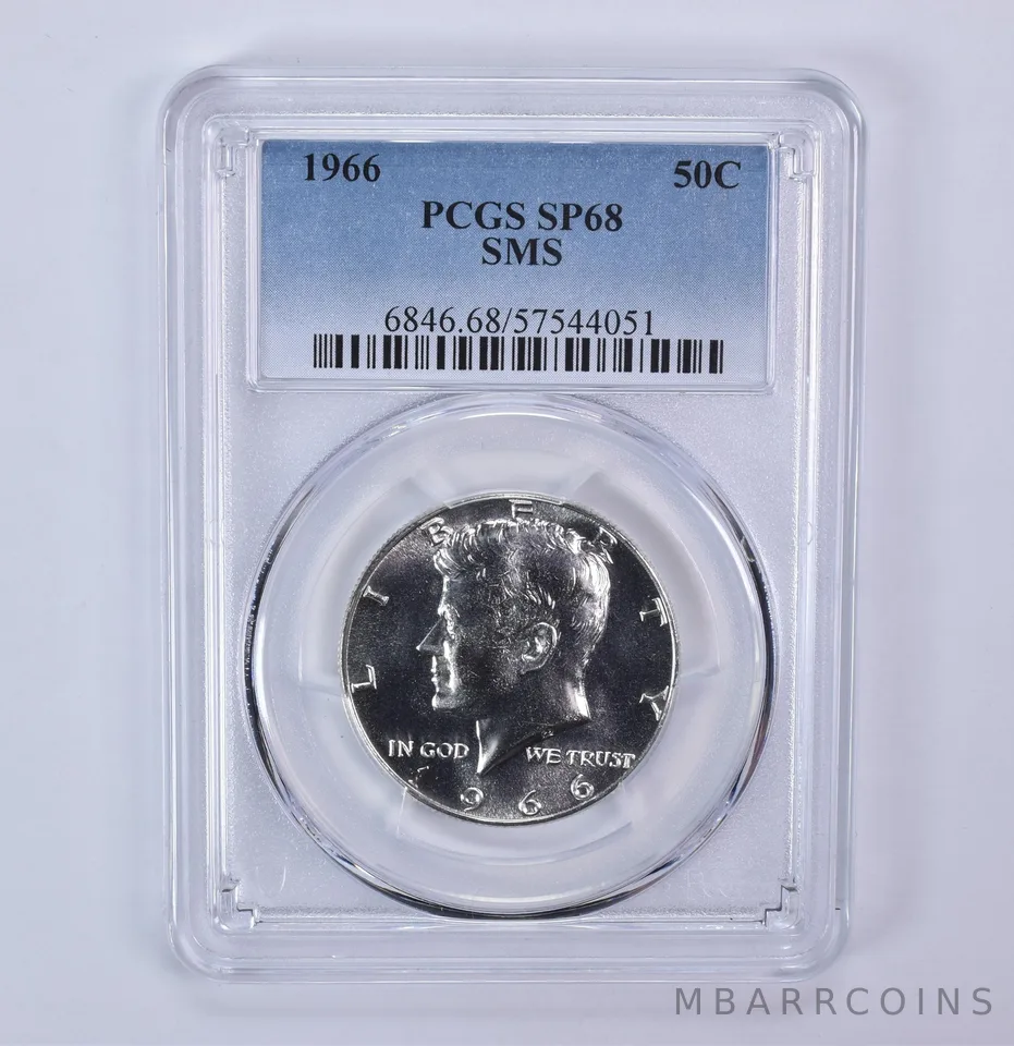 1966 Kennedy Half Dollar SMS SP68 PCGS Blue Label