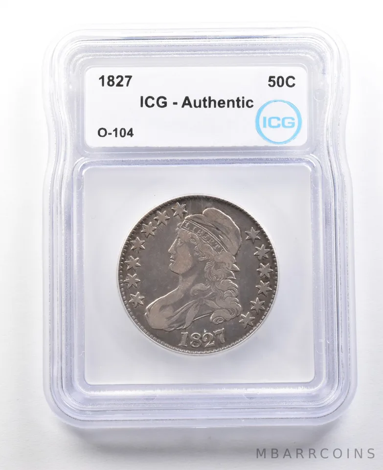 1827 Capped Bust Half Dollar O-104 Authentic ICG *3045