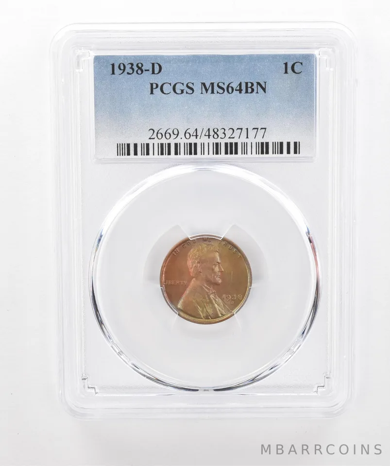 1938-D Lincoln Wheat Cent MS64 BN PCGS Beautiful Tone *2991