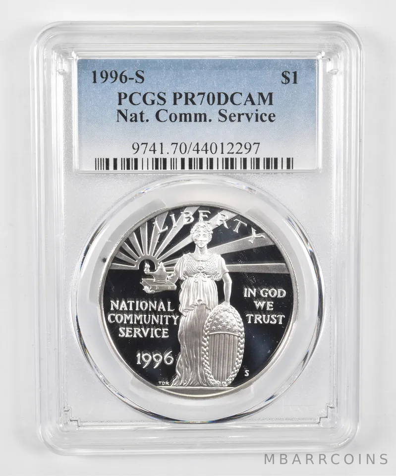 1996-S Community Service Commemorative $1 PR70 DCAM PCGS Blue Lbl