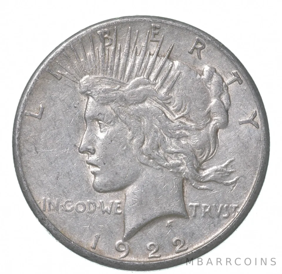 1922-S Peace Silver Dollar Misaligned Die Error a4369