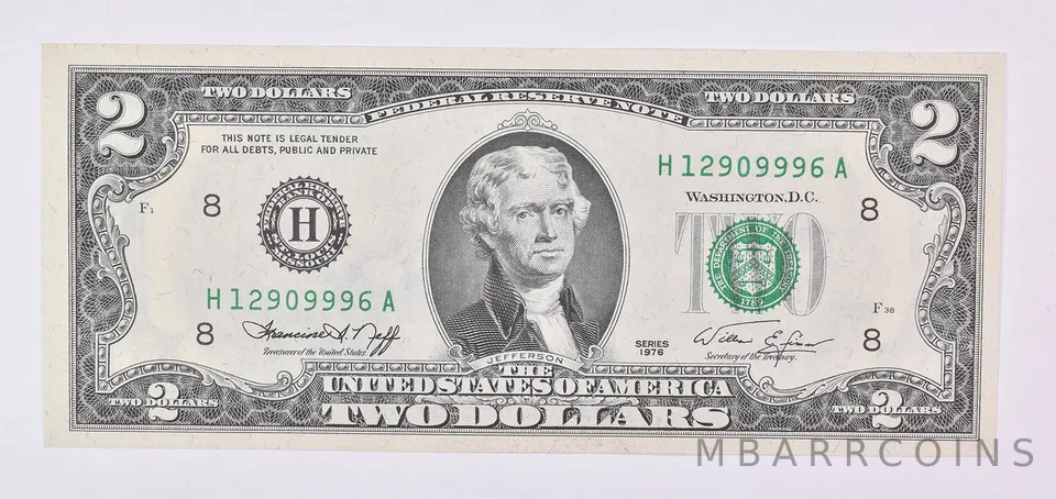 1976 $2 St Louis MO FRN Green Seal Uncirculated