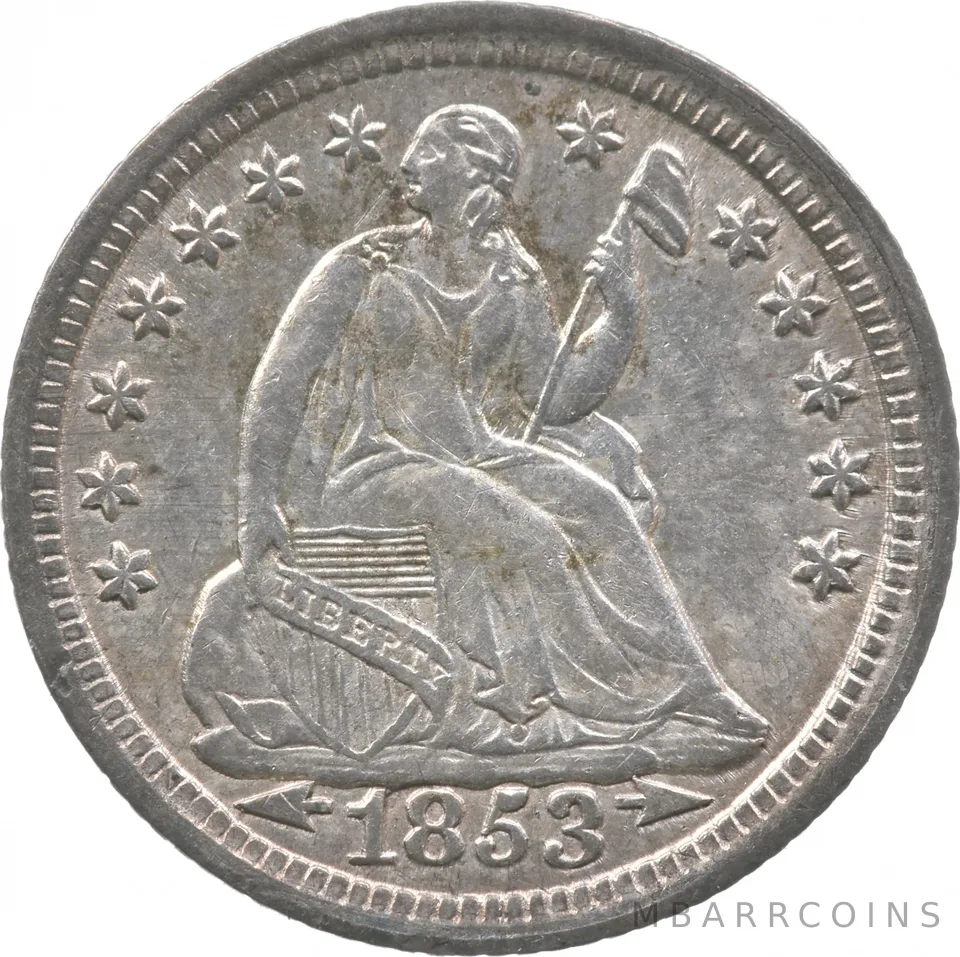 1853 Seated Liberty Half Dime Arrows *5486