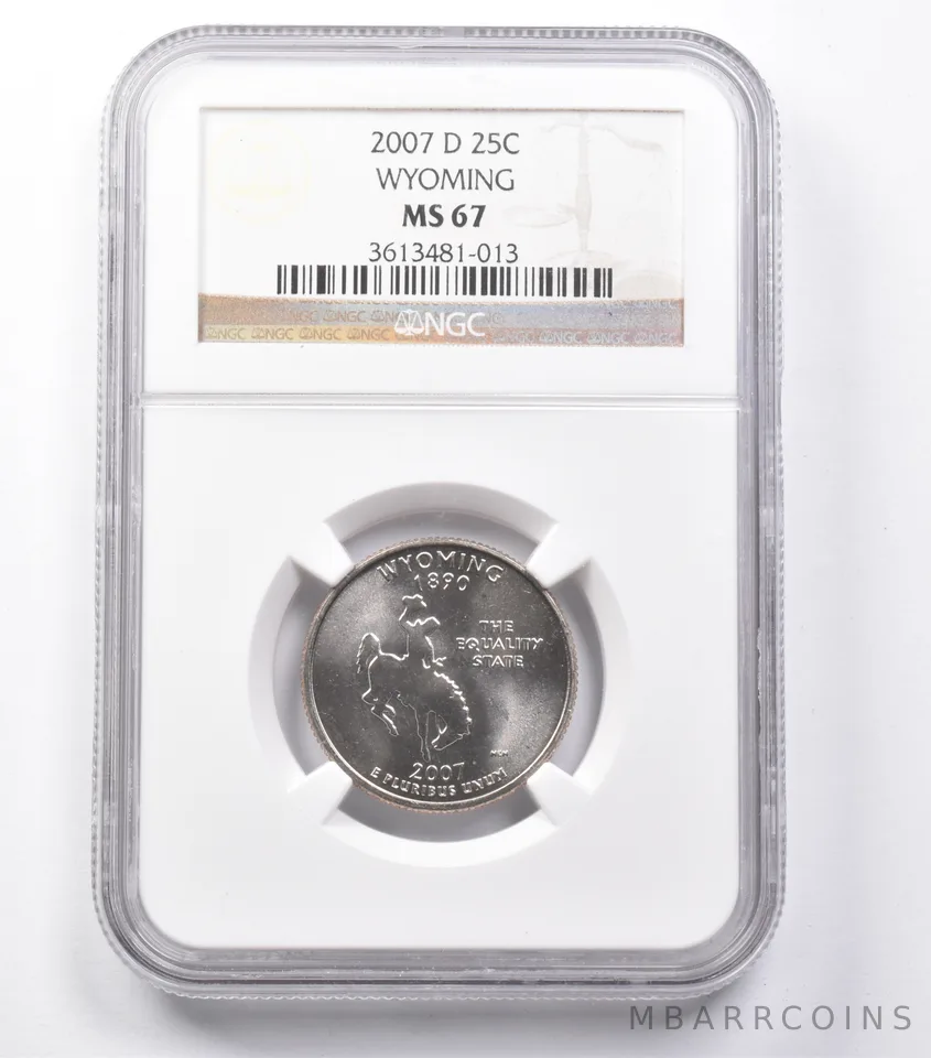 MS67 2007-D Washington State Quarter Wyoming NGC *5456