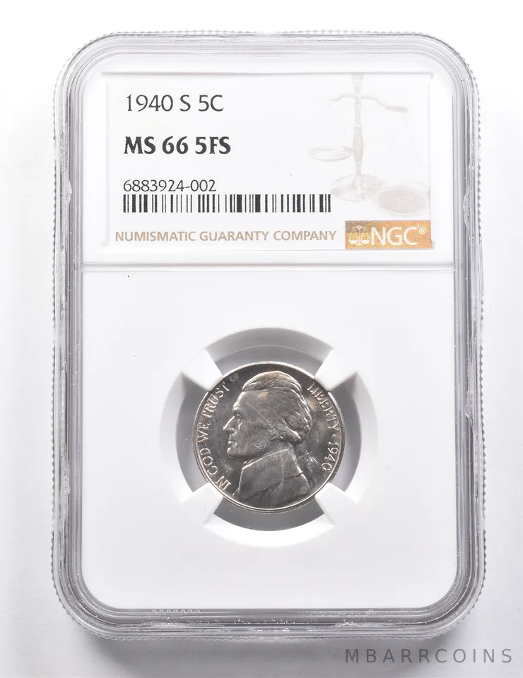 1940-S Jefferson Nickel MS66 5FS NGC a9491