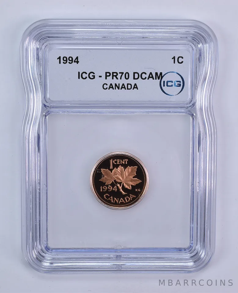 1994 Canada 1 Cent PR70 DCAM ICG