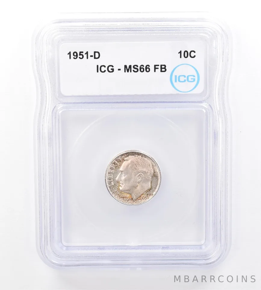 1951-D Roosevelt Dime MS66 FB ICG a1570