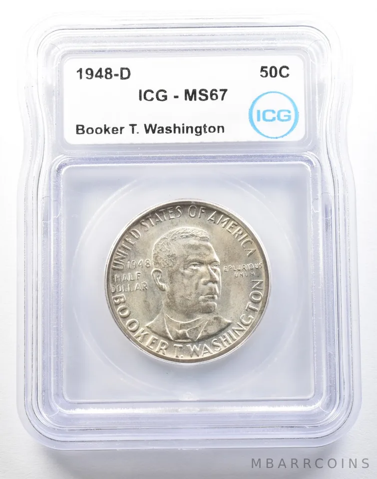 1948-D Booker T Washington Commemorative Half Dollar MS67 ICG a0132