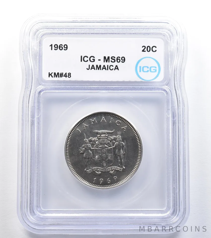 1969 Jamaica 20 Cents KM#48 MS69 ICG a7971