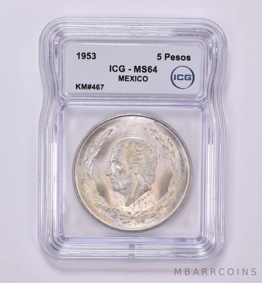 1953 Mexico 5 Peso KM#467 MS64 ICG Beautiful Tone *0436