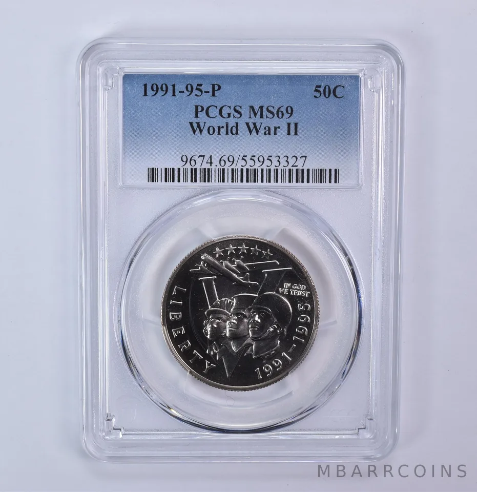 1991-95-P World War 2 WWII Commemorative Half Dollar MS69 PCGS