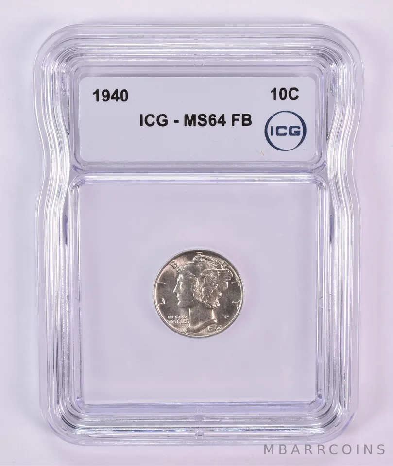 1940 Mercury Dime MS64 FB ICG