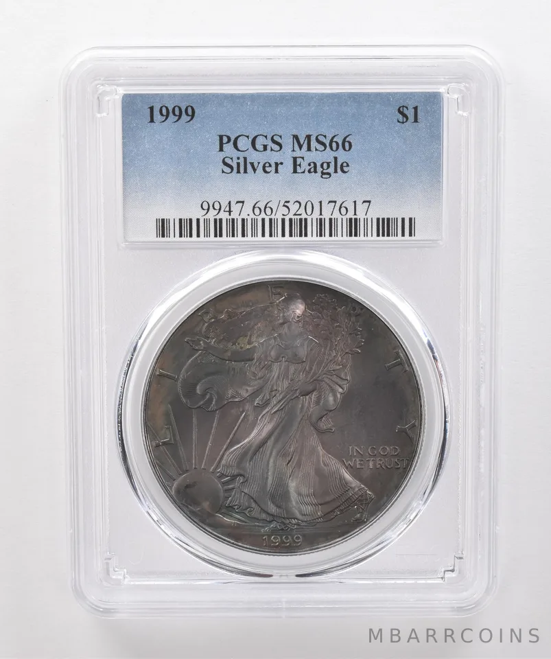 1999 American Silver Eagle MS66 PCGS Beautiful Tone *1991
