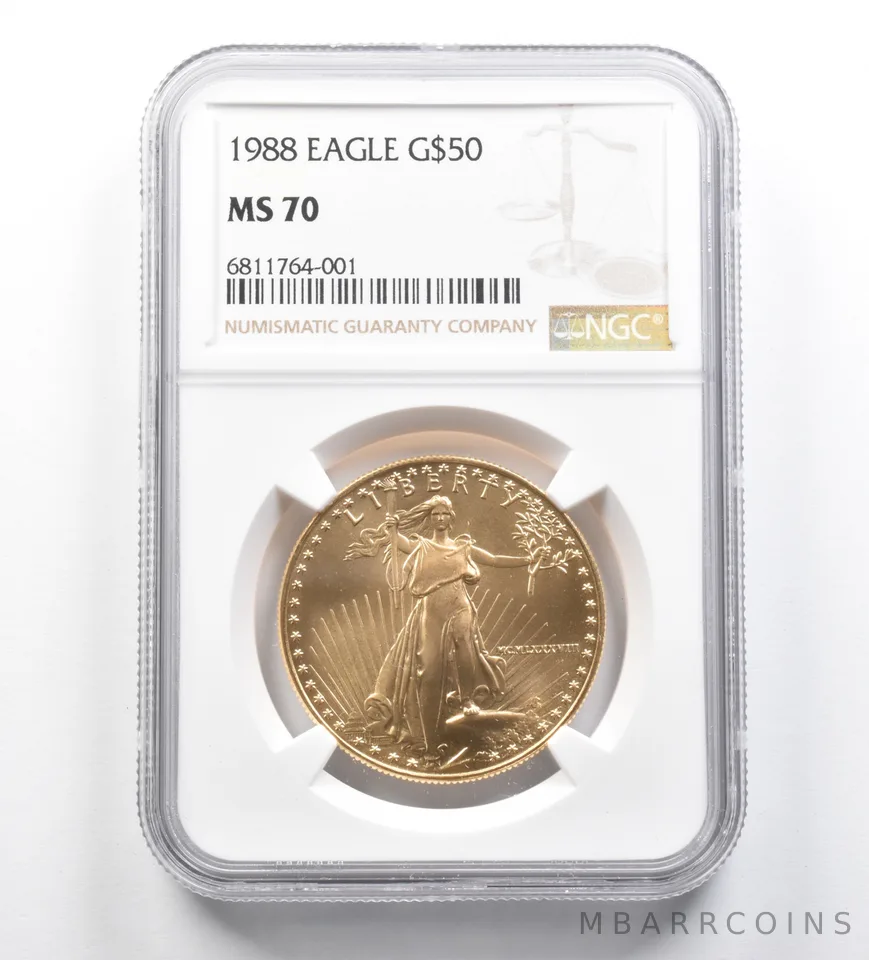 1988 $50 American Gold Eagle 1 Oz Gold MS70 NGC