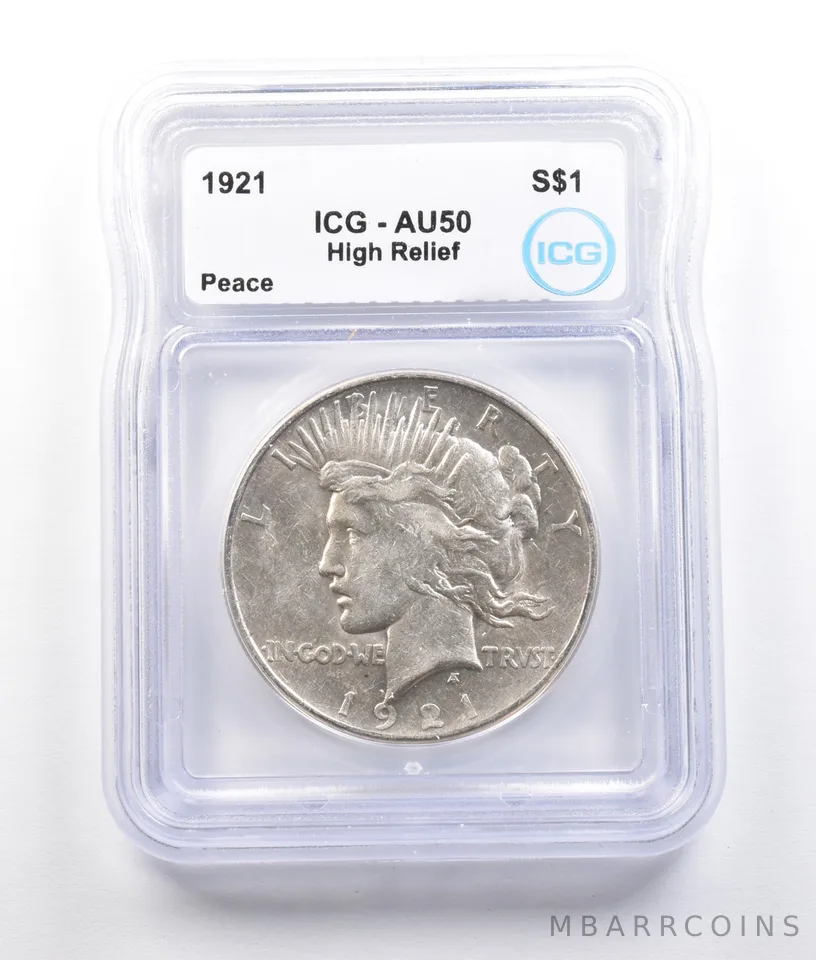 1921 Peace Silver Dollar High Relief AU50 ICG *2740
