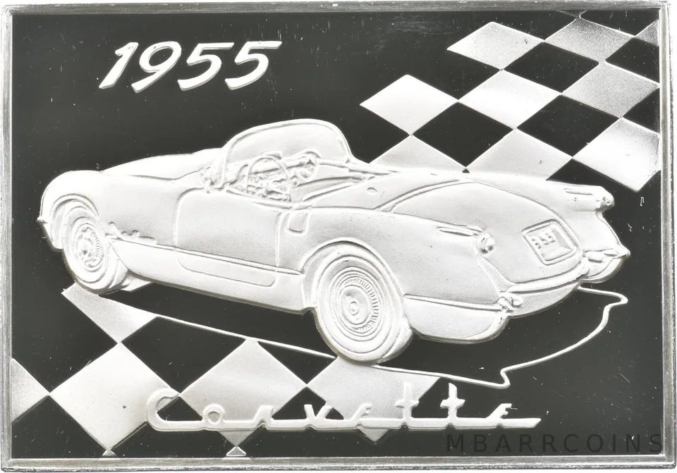1955 Corvette Silver Art Bar 36.7 Grams a8645