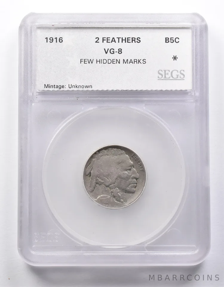 1916 Indian Head Buffalo Nickel 2 Feathers *8614