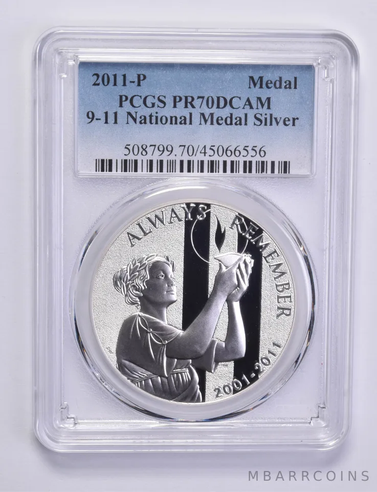 2011-P September 11th Memorial Commemorative Silver Medal DCAM PR70 PCGS
