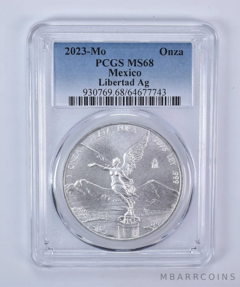 2023 Mo Mexico 1 Onza Silver Libertad MS68 PCGS Blue Label