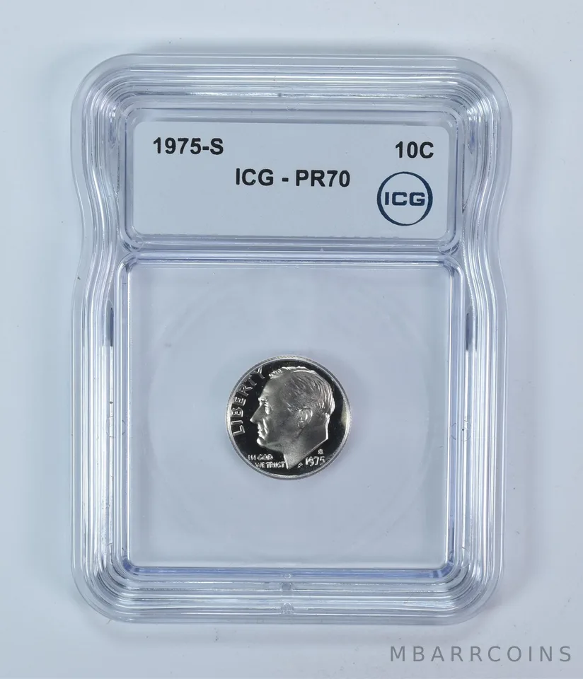 1975-S Roosevelt Dime PR70 ICG