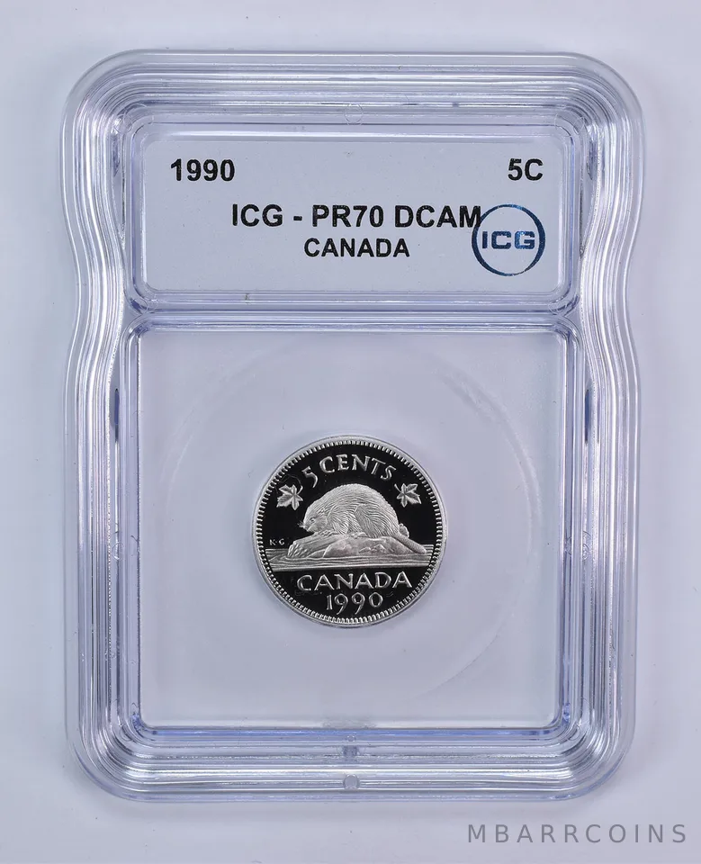 1990 Canada 5 Cents Beaver PR70 DCAM ICG