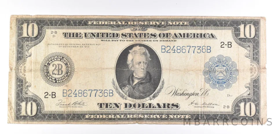 1914 $10 New York NY FR N Blue Seal Large Note FR 911 A a5036
