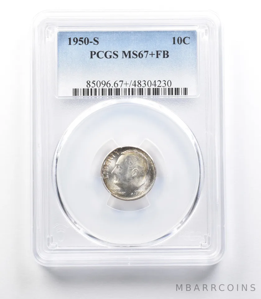 1950-S Roosevelt Dime MS67+ FB PCGS a3414