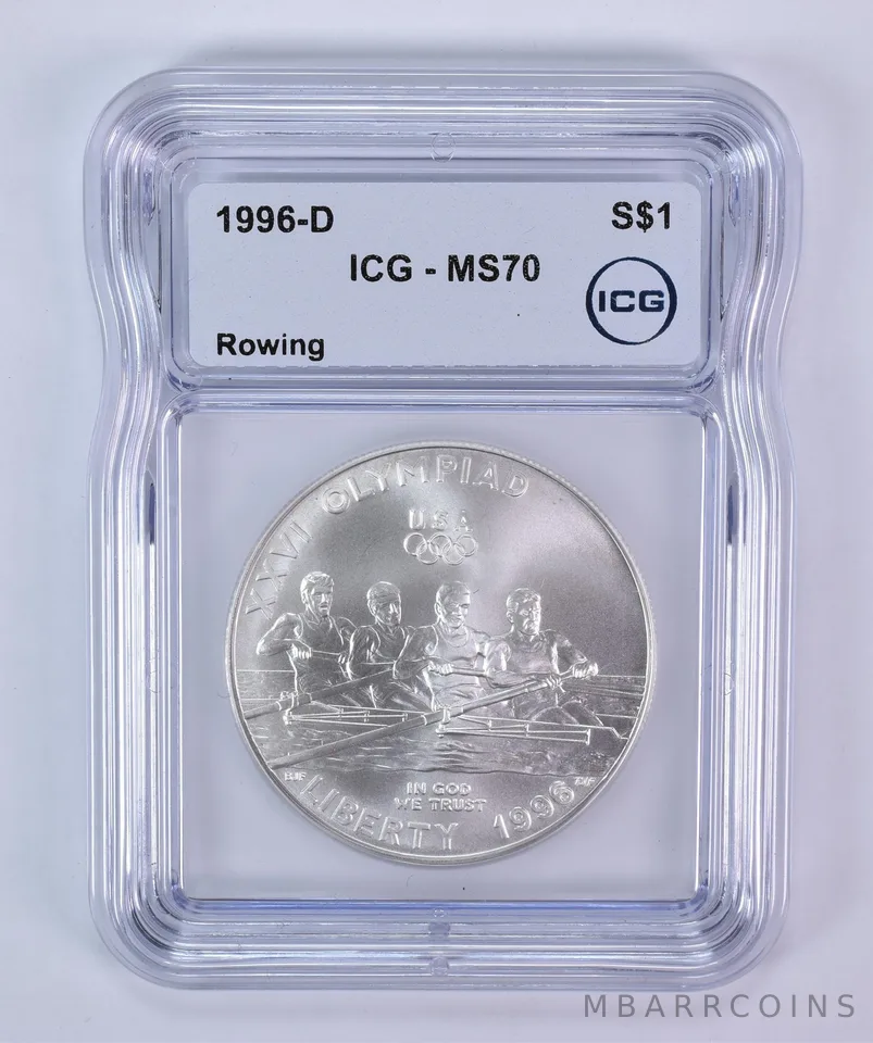 1996-D Olympic Rowing Commemorative Silver Dollar MS70 ICG