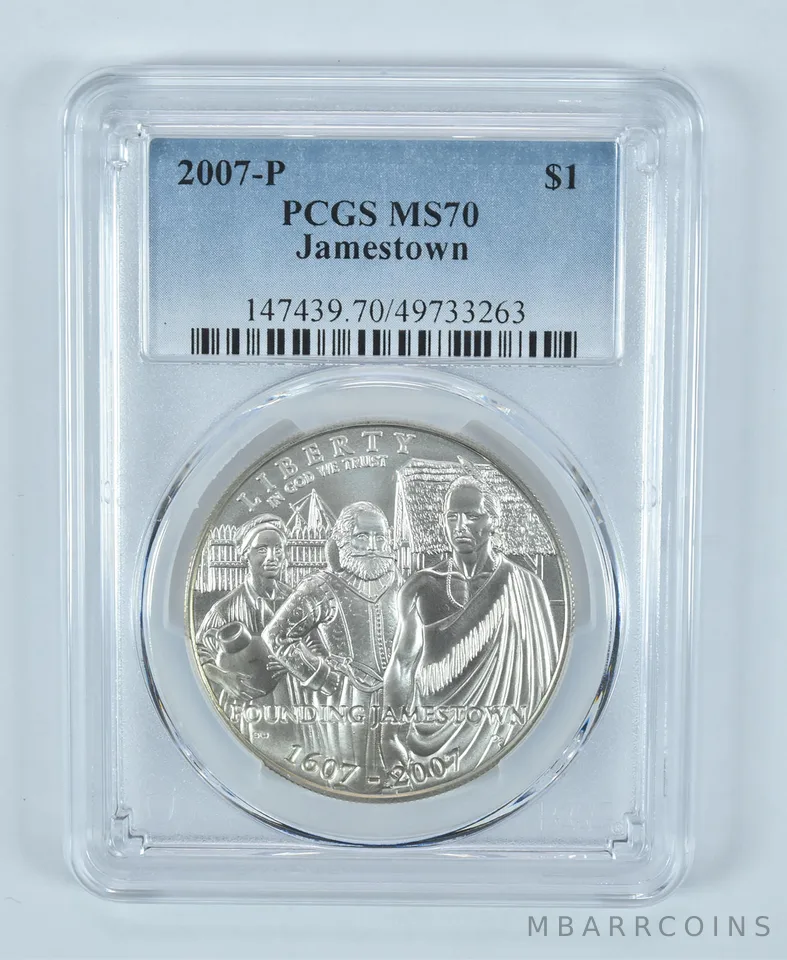2007-P Jamestown Commemorative Dollar MS70 PCGS Blue Label