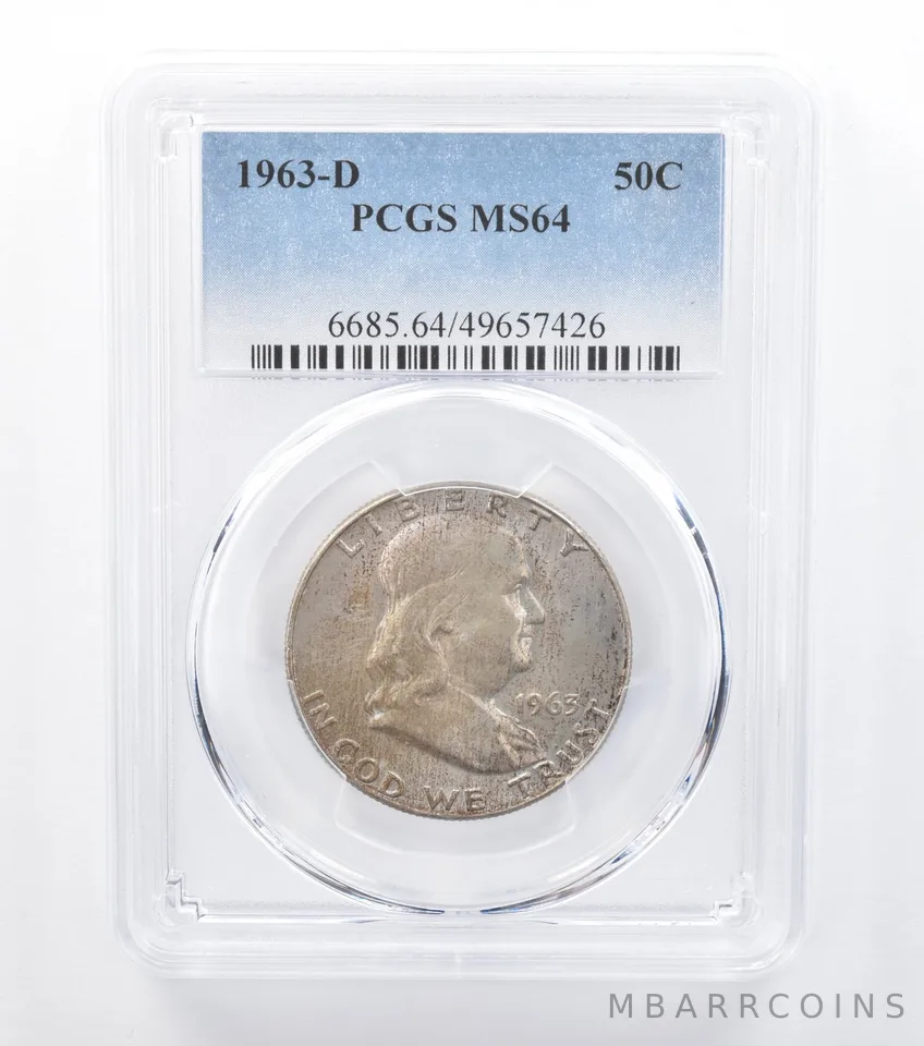 1963-D Franklin Half Dollar MS64 PCGS Beautiful Tone *7796