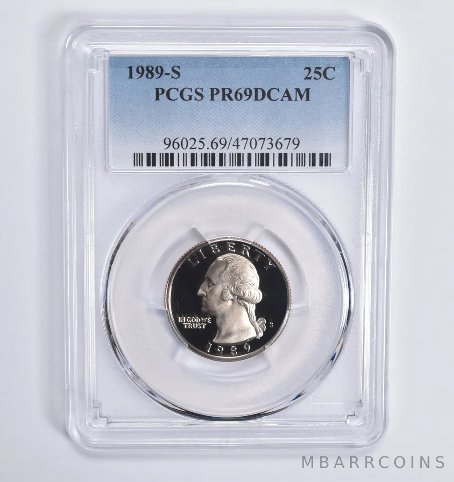1989-S Washington Quarter 25c PR69 DCAM PCGS Blue Lbl