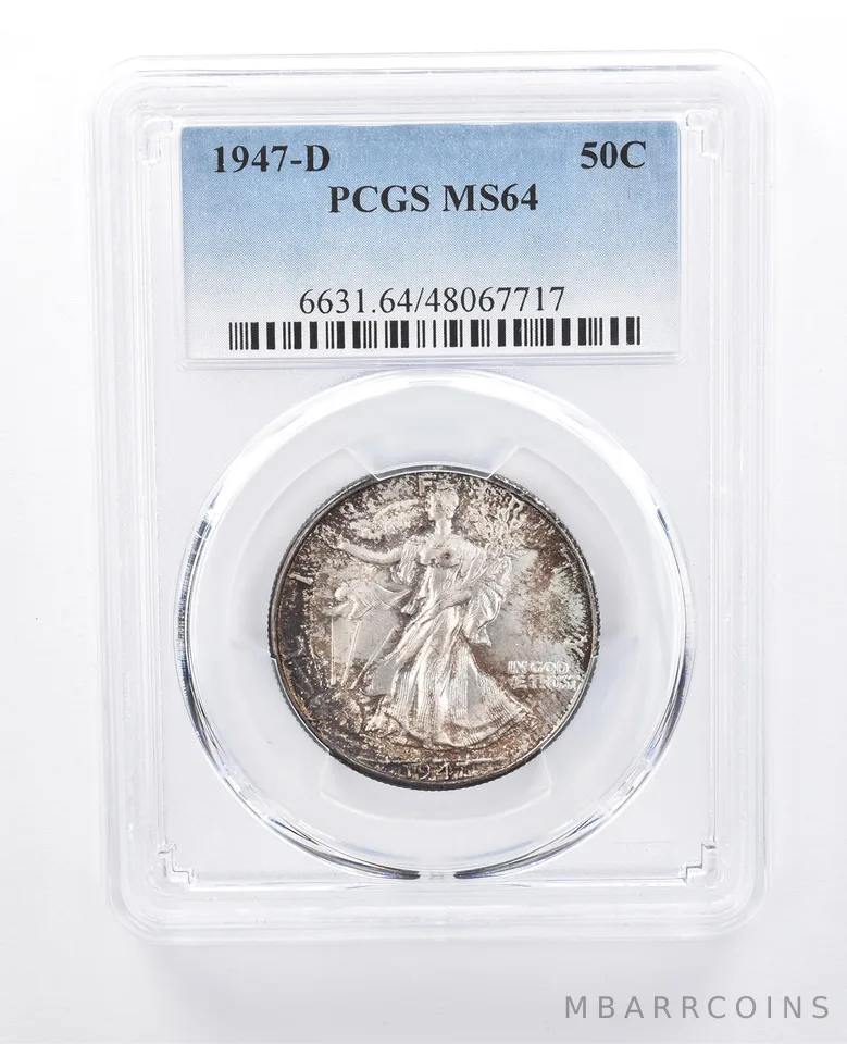 1947-D Walking Liberty Half Dollar MS64 PCGS Beautiful Tone *8037