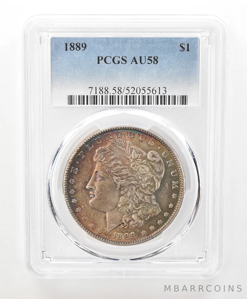 1889 Morgan Silver Dollar AU58 PCGS Beautiful Tone a6632