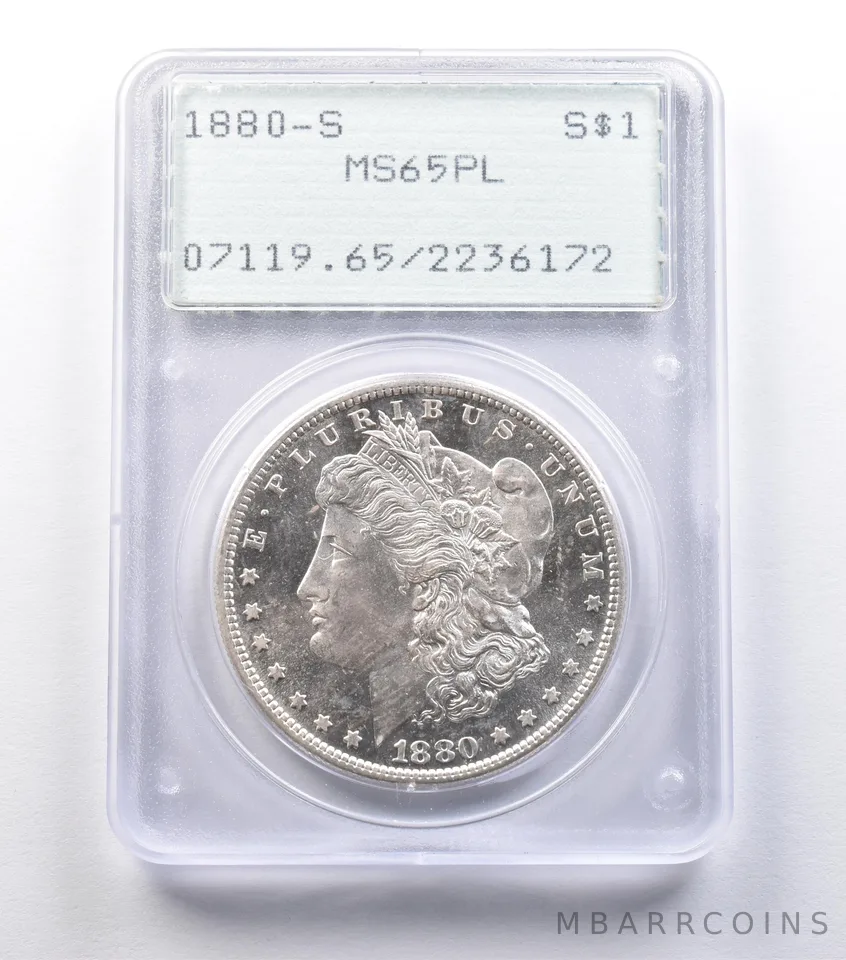1880-S Morgan Silver Dollar MS65 PL PCGS Rattler *9559