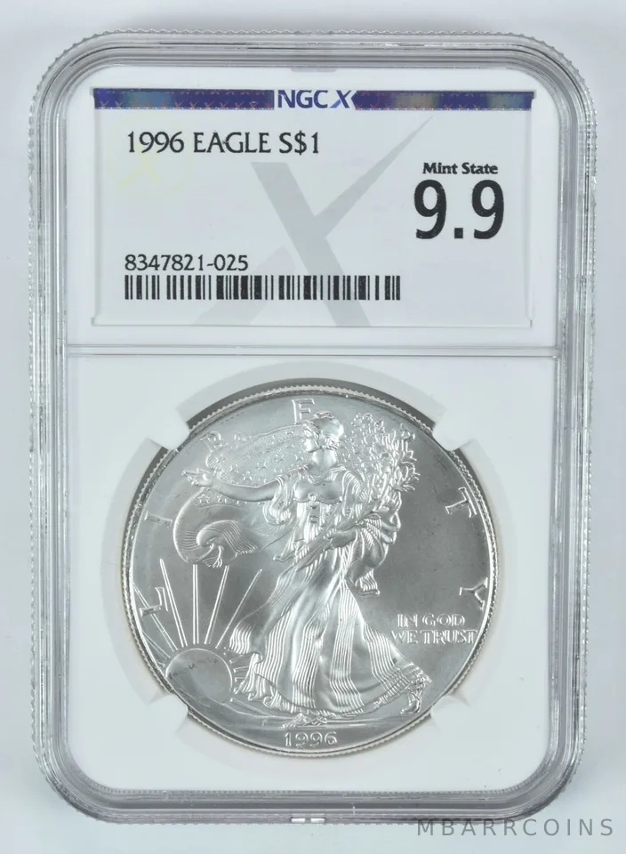 1996 American Silver Eagle Mint State 9.9 NGC X NGCX