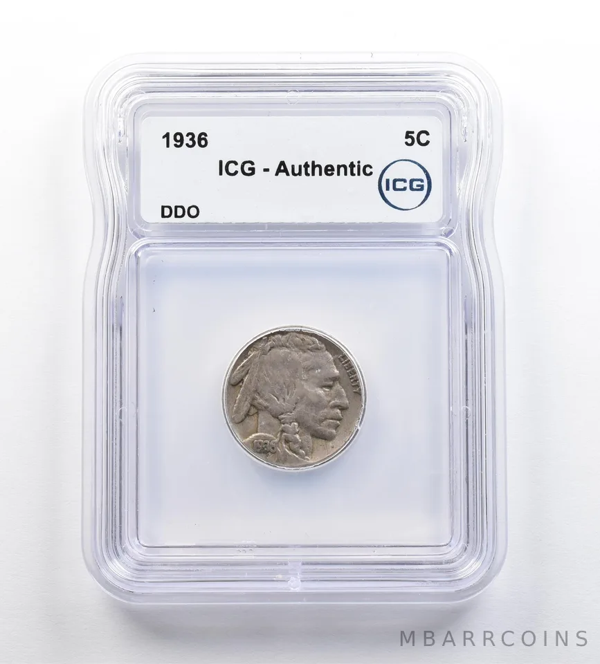 1936 Indian Head Buffalo Nickel DDO Authentic ICG *9184