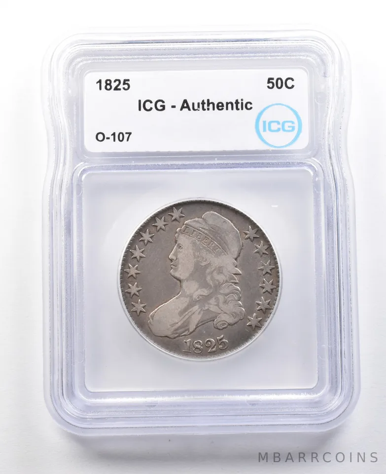 1825 Capped Bust Half Dollar O-107 Authentic ICG *3113