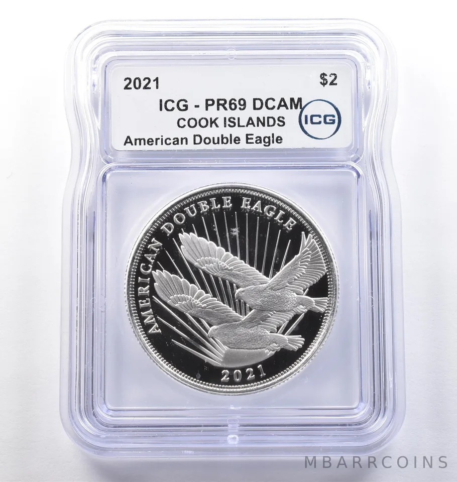 2021 Cook Islands $2 Silver American Double Eagle 1/2 Oz PR69 DCAM ICG *3763