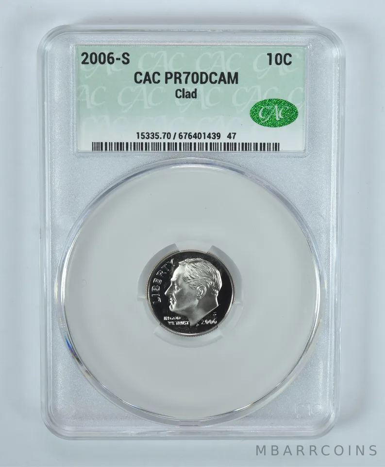 2006-S Roosevelt Dime CLAD PR70 DCAM CAC CACg