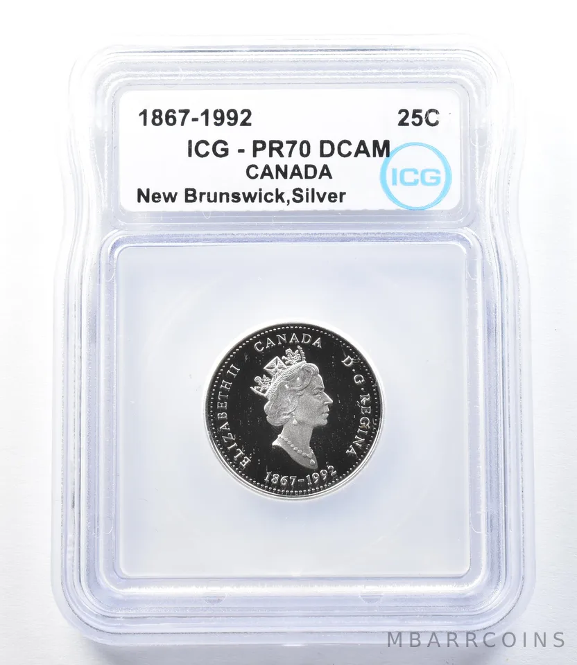 1867-1992 Canada 25 Cents Silver New Brunswick PR70 DCAM ICG *8931