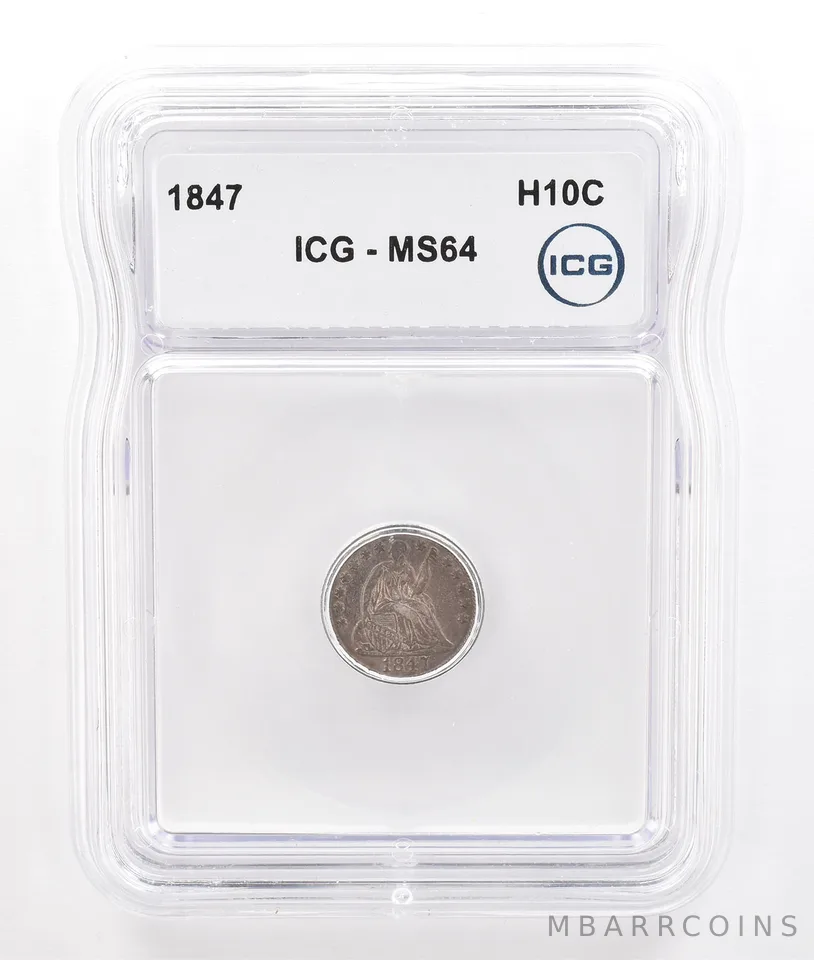 1847 Seated Liberty Half Dime MS64 ICG Beautiful Tone *7223