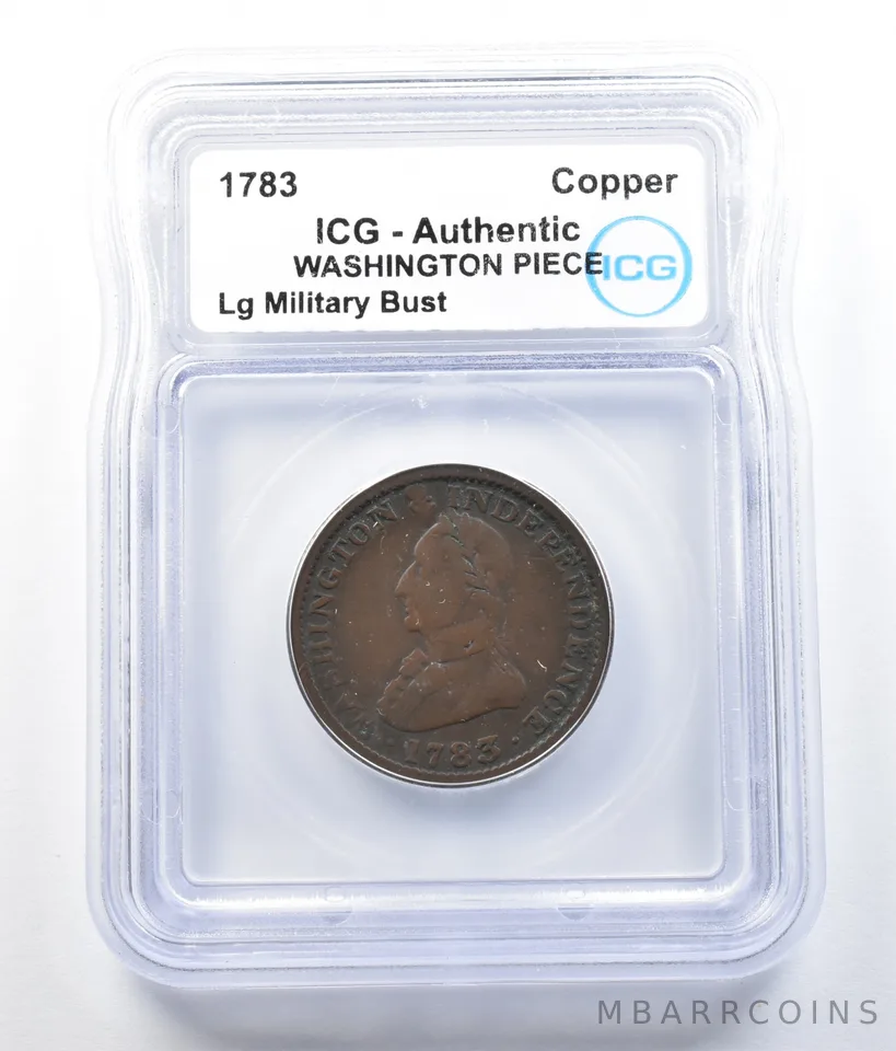 1783 Washington Piece Large Military Bust Copper Authentic ICG *7829