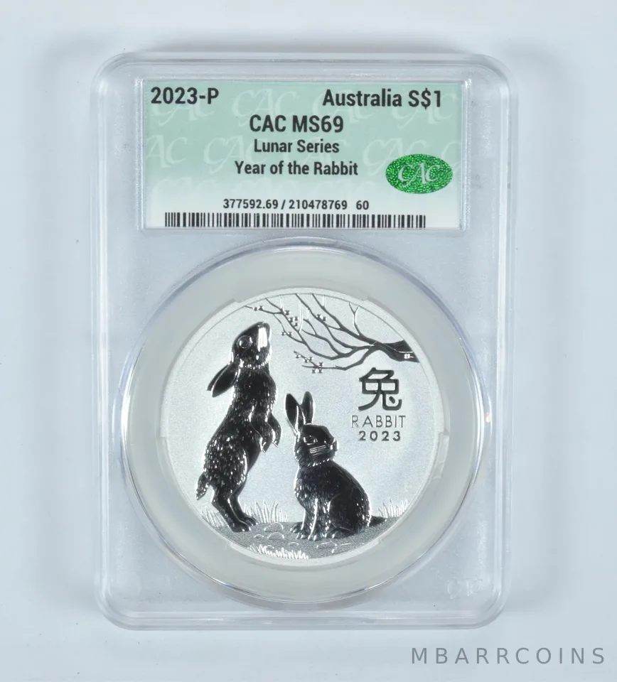 2023 P Australia 1 Dollar Silver Year Of The Rabbit MS69 CAC CACg