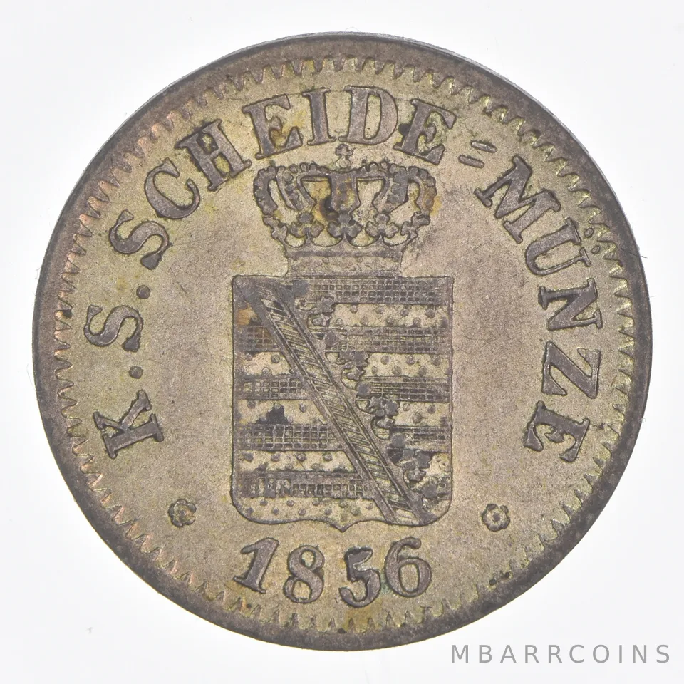 Better Date - 1856 Kingdom Of Saxony 1 Neugroschen World Coin- Silver *162