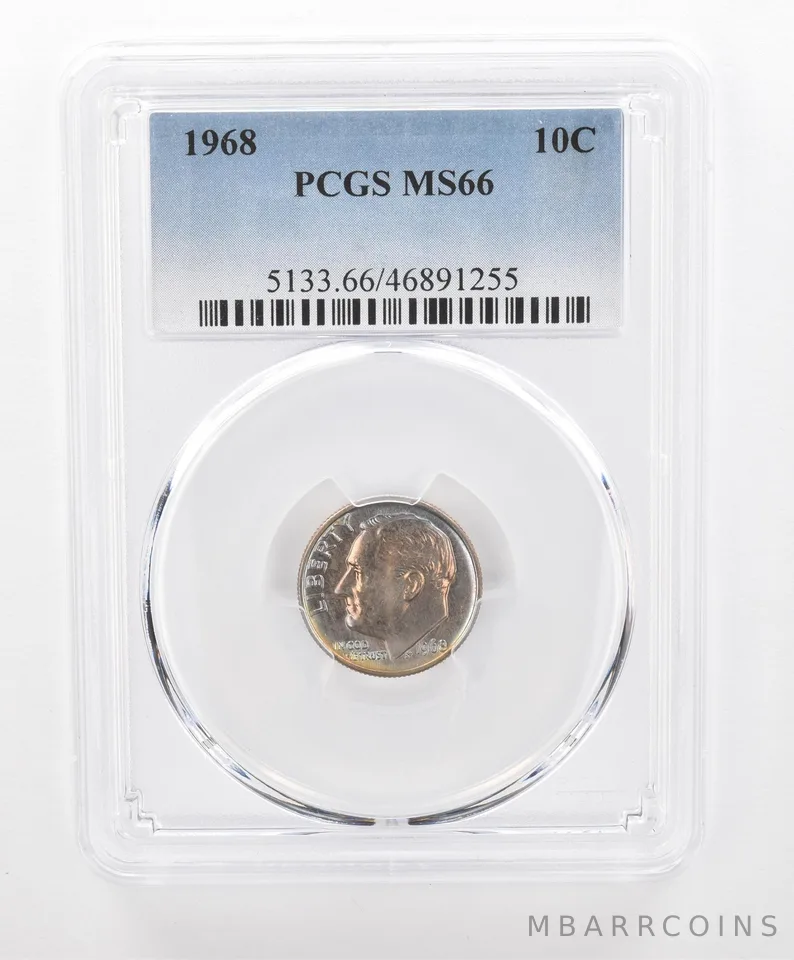 1968 Roosevelt Dime MS66 PCGS Beautiful Tone *2751