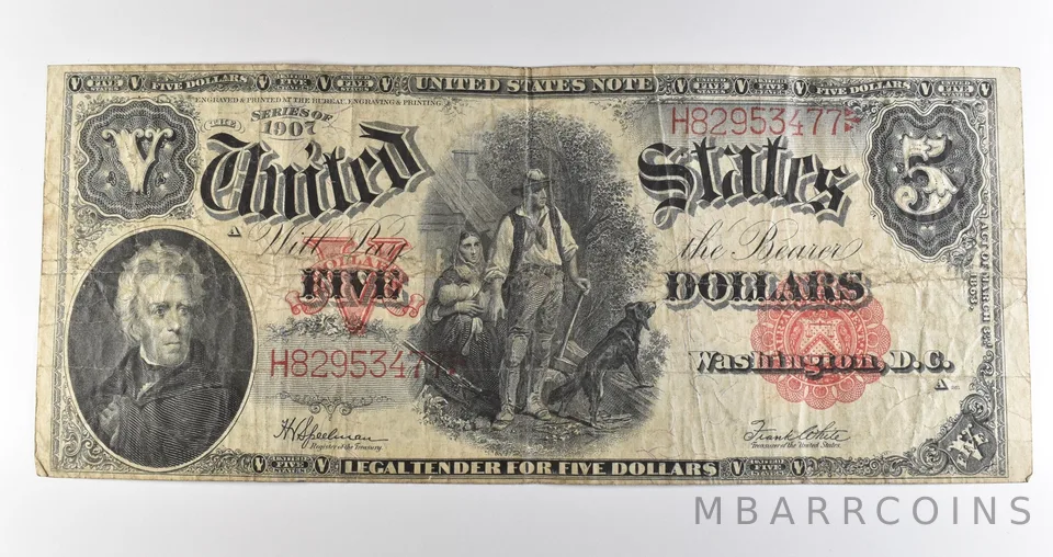 1907 $5 Legal Tender Large Note Red Seal *3544